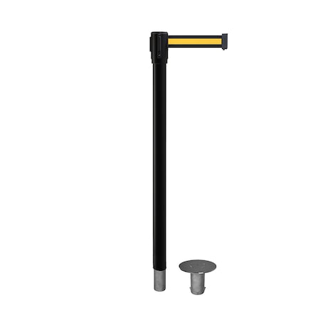 Retractable Belt Removable Stanchion, 2ft Black Post  11ft. Bk/Y H